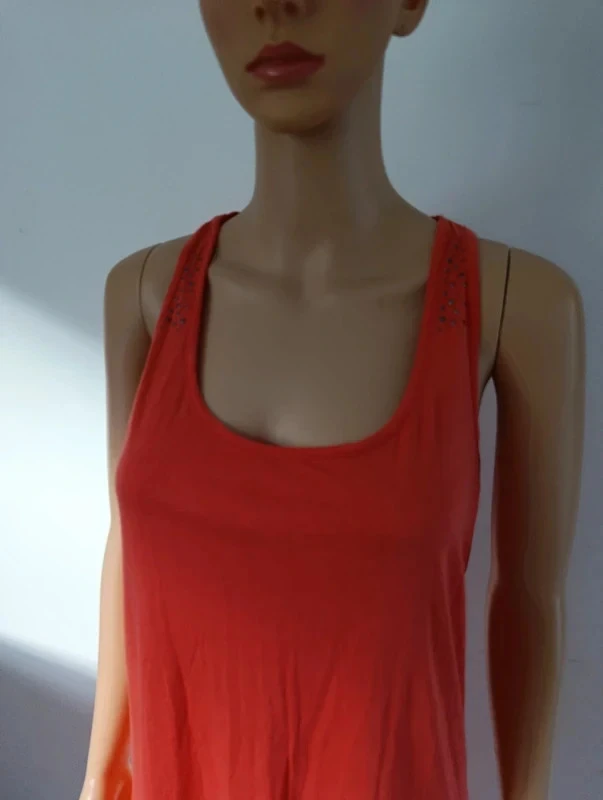 Vestido longo coral Miss Captain T2/M 100% algodão strass verão praia boêmio – photo 7